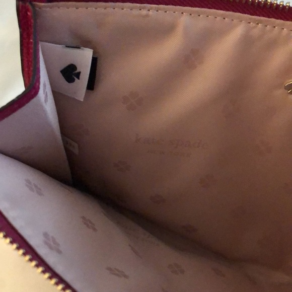 Kate Spade Roulette Pebbled Leather Small Saddle Bag Wristlet Anemone Pink NWT - Picture 11 of 12